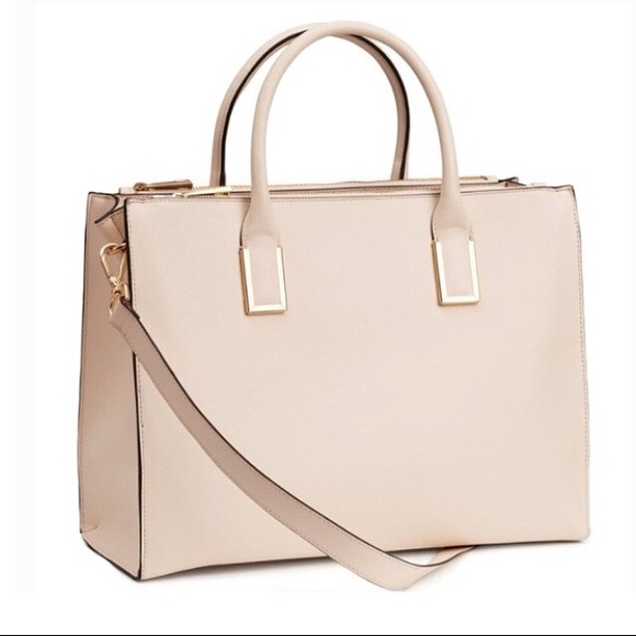 H&M Handbags - H&M Pink/beige & Gold Tote Bag